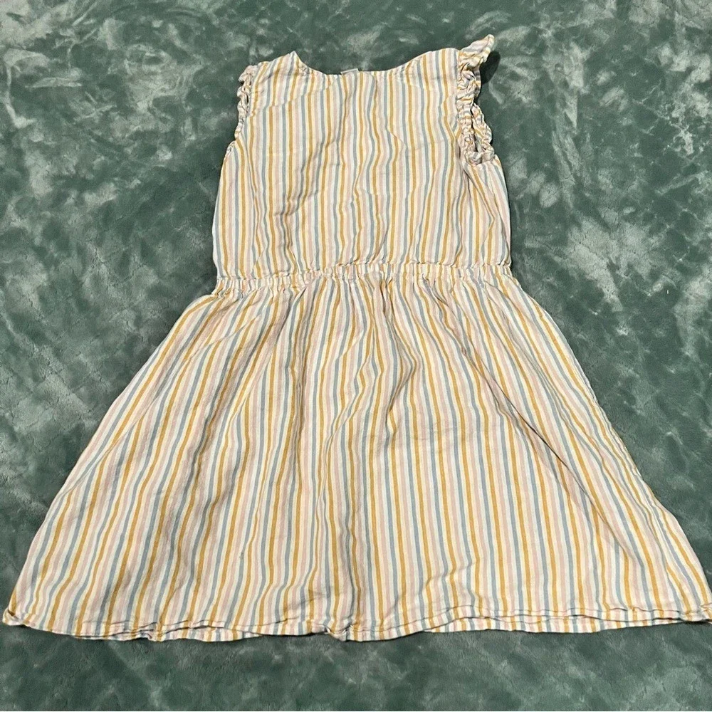 OshKosh B'gosh Girl's Multicolor Striped cotton linen blend Dress 10